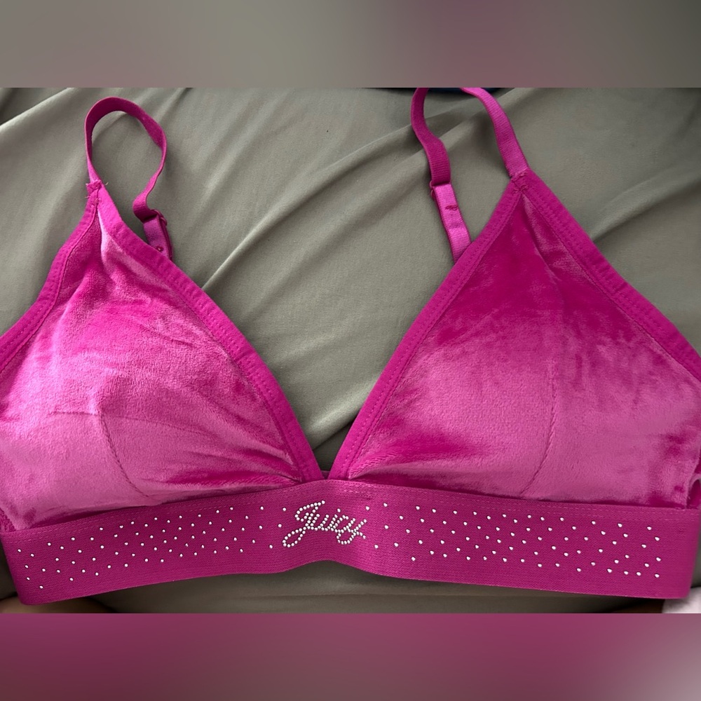 Juicy Couture Pink Velvet Rhinestone Bralette